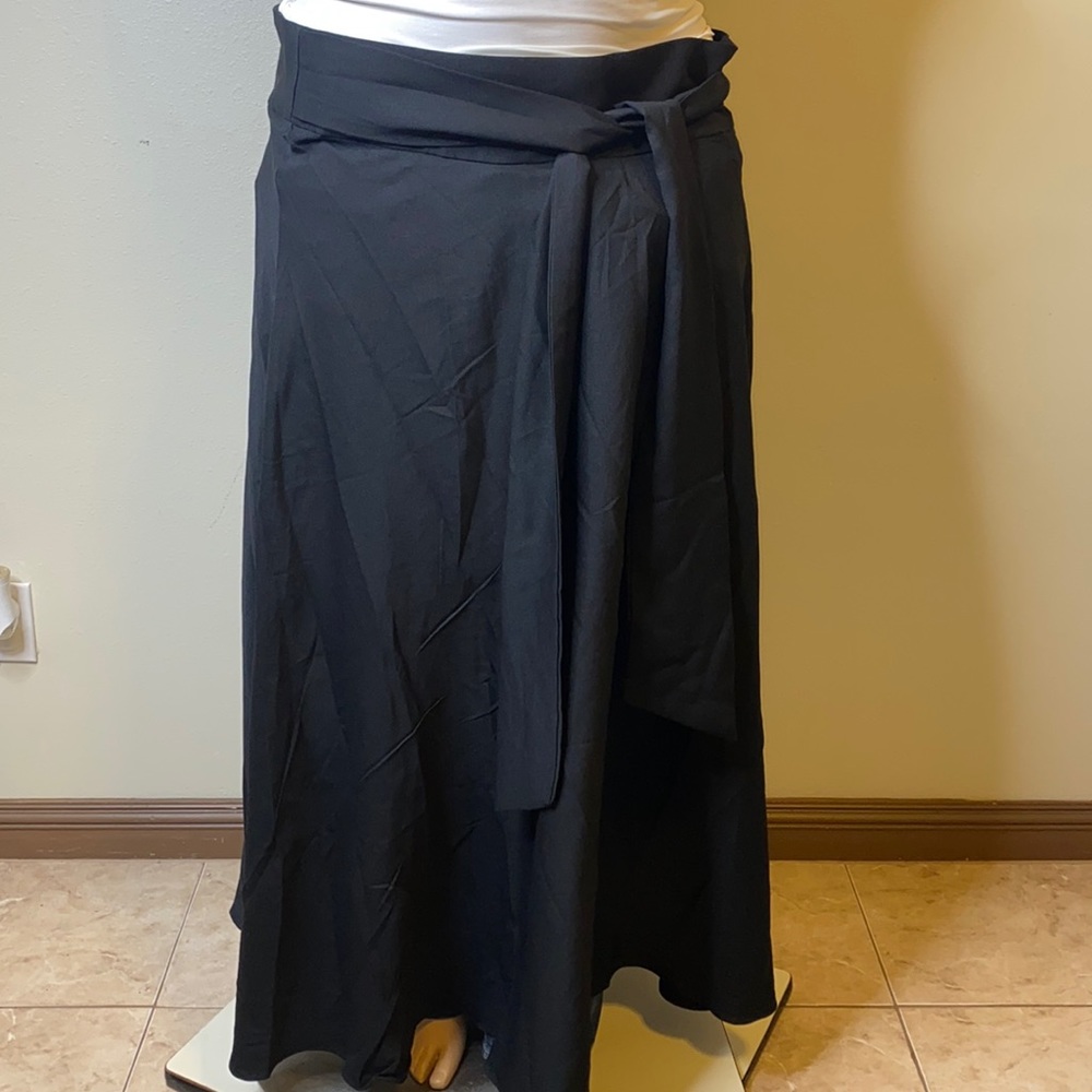 Shein Curve Black Long Skirt Belt 3X